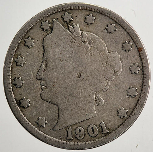 1901 US USA Liberty V 5 Cents Nickel Coin | Collectable Grade | a5004