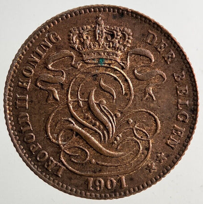 1901 Belgium 1 Cent Centime Coin | Very High Grade