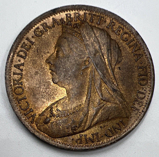 1901 Penny Queen Victoria | British Copper Coin | Extra Fine Grade UNC | a1314