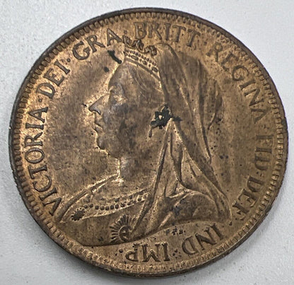 1901 Victoria Half-Penny | British Copper Coin | Extra Fine Grade UNC | a1315
