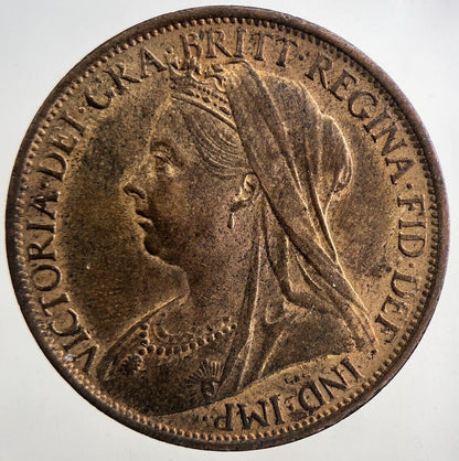 1901 Victoria One Penny Coin | Very High Grade | a9313