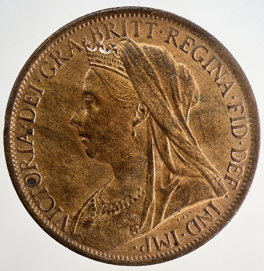 1901 Victoria One Penny Coin | Very Fine Grade | a9643