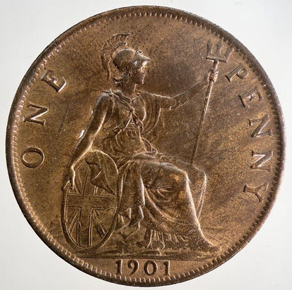 1901 Victoria One Penny Coin | Very Fine Grade | a9643