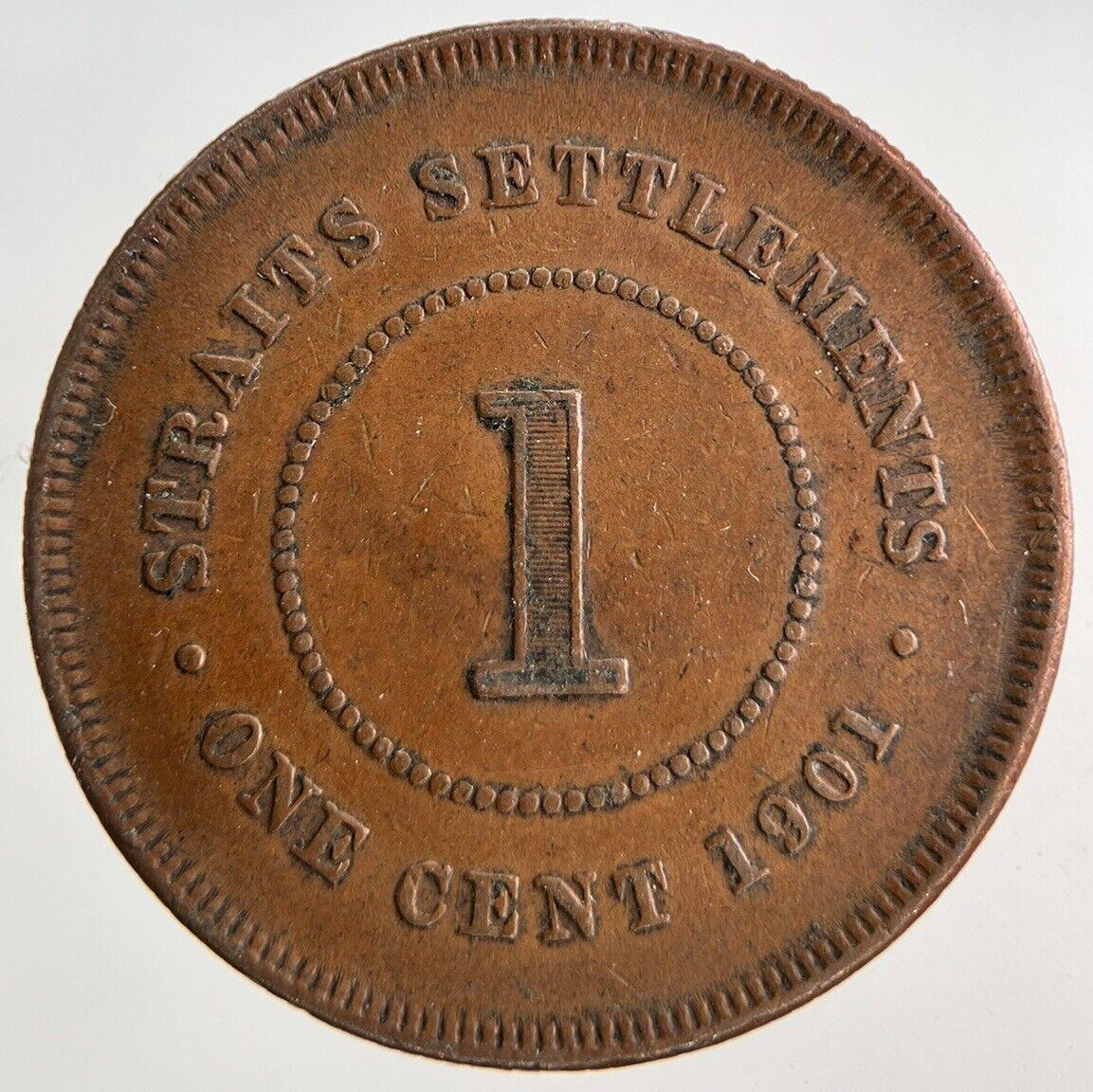 1901 Victoria Straits Settlements 1 Cent Coin | Fine Collectable Grade