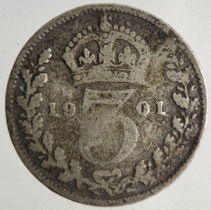 1901 Victoria Threepence Silver Coin | Collectable Grade