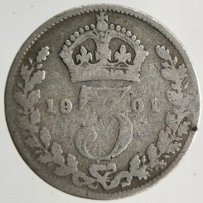 1901 Victoria Threepence Silver Coin | Collectable Grade