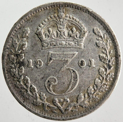 1901 Victoria Threepence Silver Coin | Very High Grade | a4607