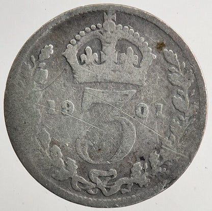 1901 Victoria Threepence Silver Coin | Collectable Grade | a5591