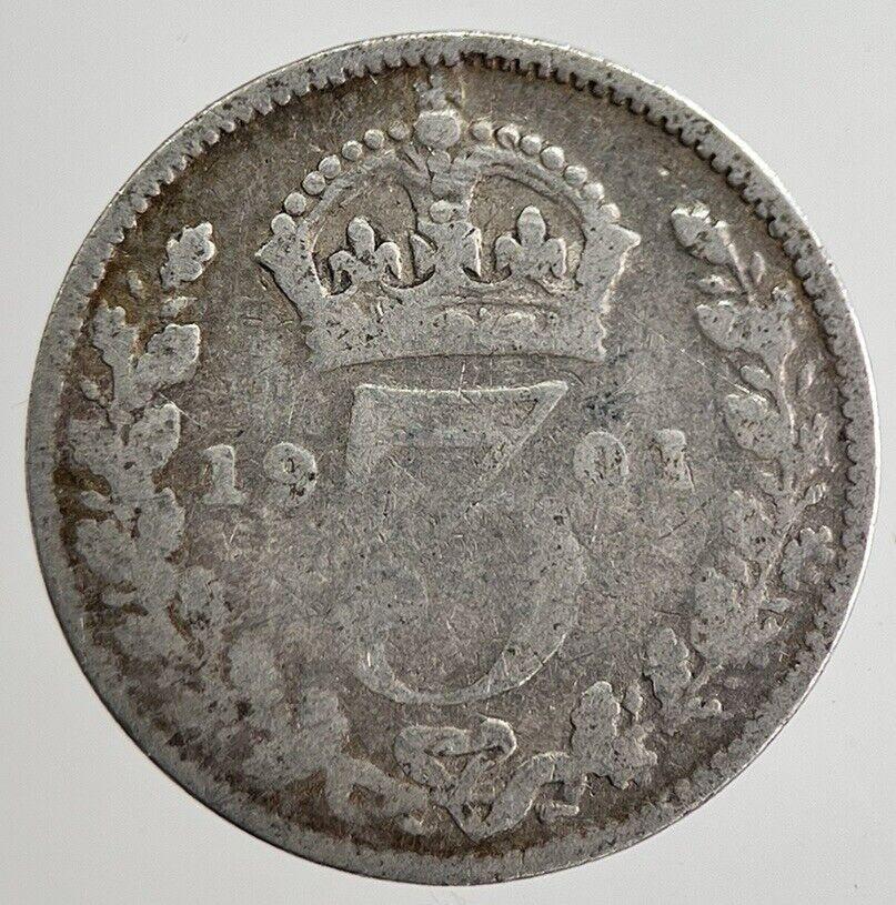 1901 Victoria Threepence Silver Coin | Collectable Grade | a8876