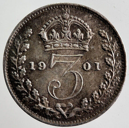 1901 Victoria Threepence Silver Coin | Very High Grade