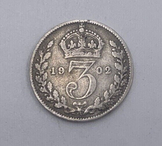 1902 Edward VII Threepence | British Silver Coin | Collectable Grade | a073