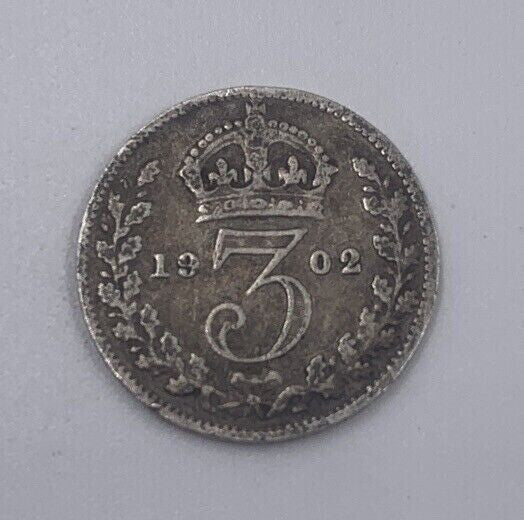 1902 Edward VII Threepence | British Silver Coin | Fine Collectable Grade | a069