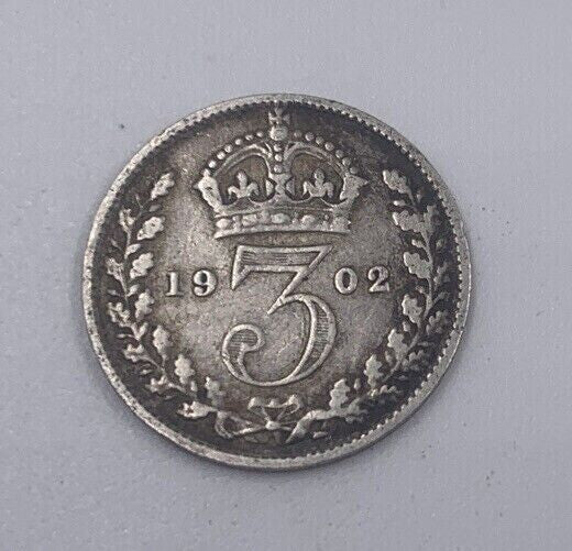 1902 Edward VII Threepence | British Silver Coin | Fine Collectable Grade | a070