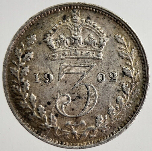 1902 Edward VII Threepence Silver Coin | Very Fine Grade | a8861