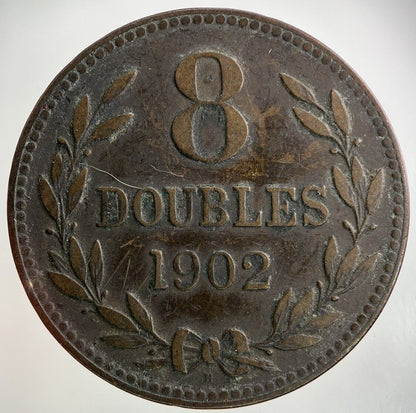 1902 Guernsey 8 Doubles Coin | Fine Collectable Grade