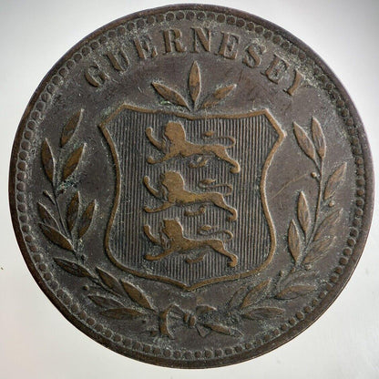 1902 Guernsey 8 Doubles Coin | Fine Collectable Grade
