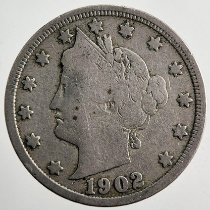 1902 US USA Nickel V 5 Cent Coin | Fine Collectable Grade
