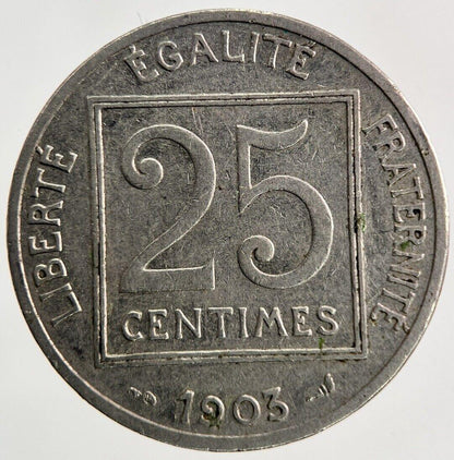 1903 France 25 Centimes Coin | Fine Collectable Grade