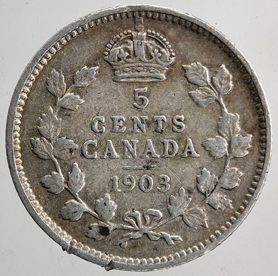1903 Canada 5 Cents Silver Coin | Fine Collectable Grade | a5443