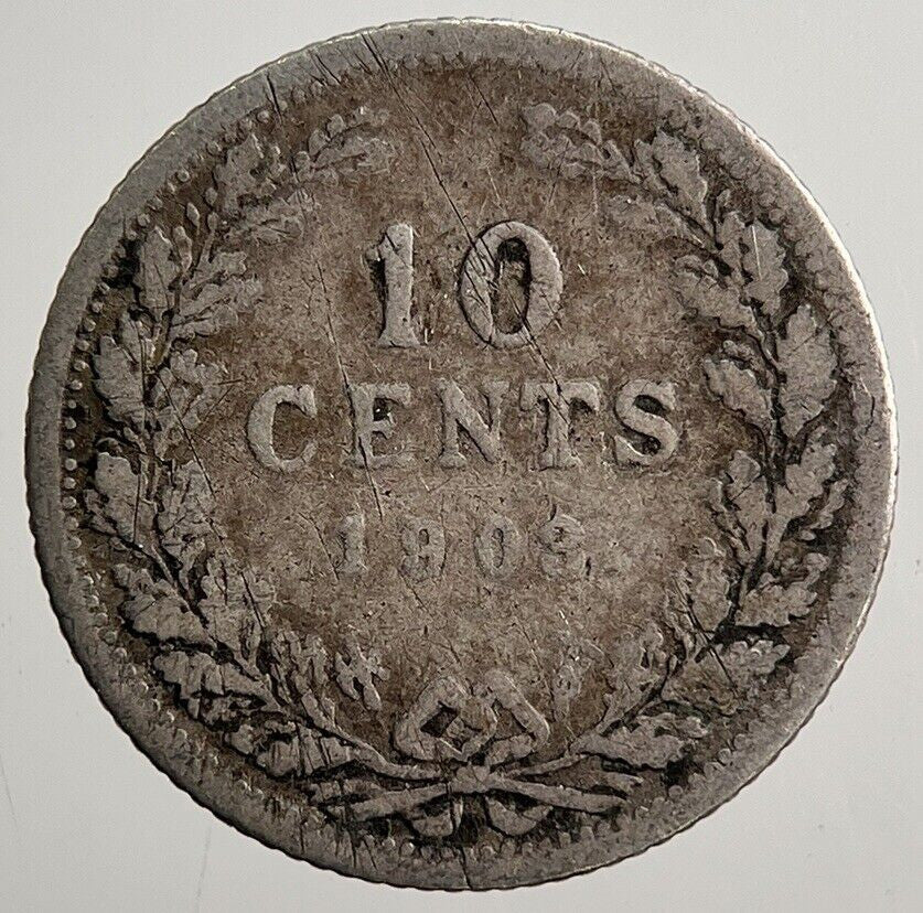 1903 Netherlands 10 Cents Silver Coin | Fair Grade | a3753