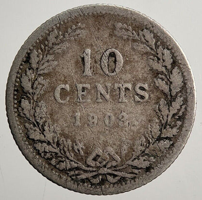 1903 Netherlands 10 Cents Silver Coin | Fair Grade | a3753