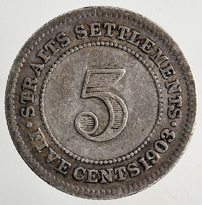 1903 Straits Settlements 5 Cents Silver Coin | Fine Collectable Grade