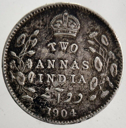 1904 Edward VII 2 Anna Silver Coin | Fine Collectable Grade | a5468
