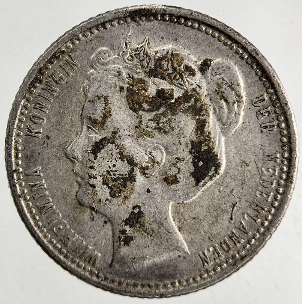 1903 Netherlands 25 Cents Silver Coin | Fine Collectable Grade