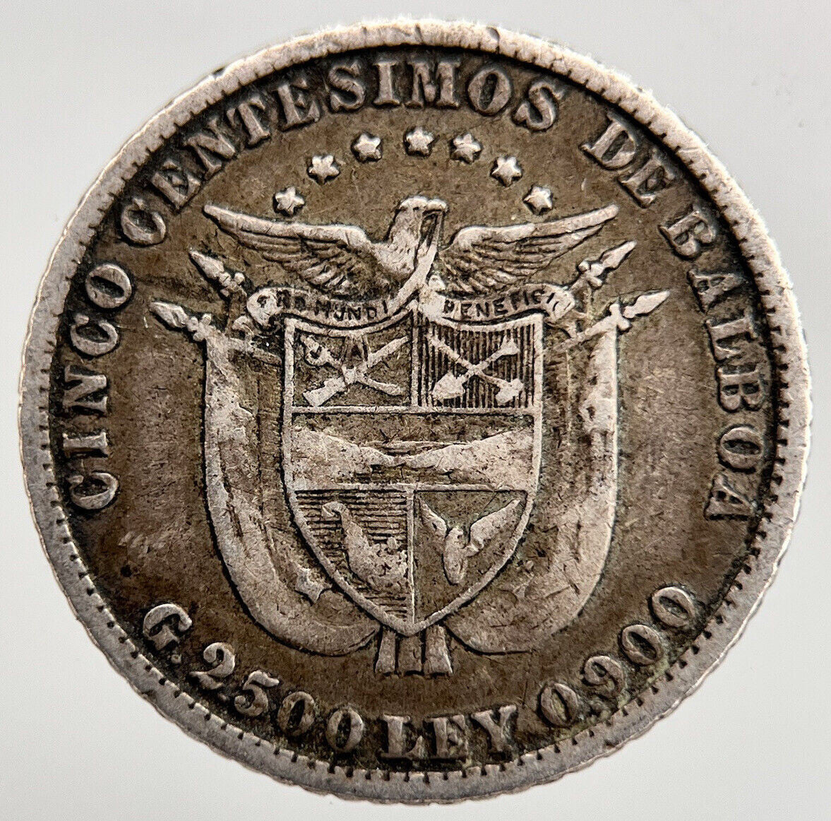 1904 Panama 5 Centesimos Silver Coin | Fine Collectable Grade | a1582