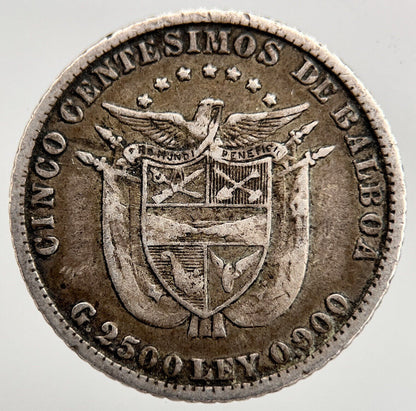1904 Panama 5 Centesimos Silver Coin | Fine Collectable Grade | a1582