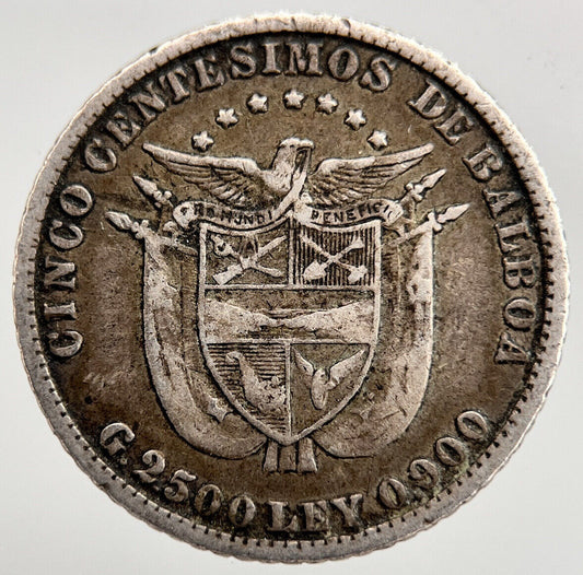 1904 Panama 5 Centesimos Silver Coin | Fine Collectable Grade | a1582