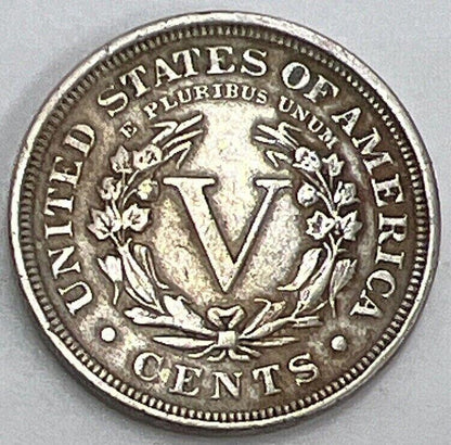 1904 US USA Barber 5 V Cents | American Coin | Fine Grade | a388
