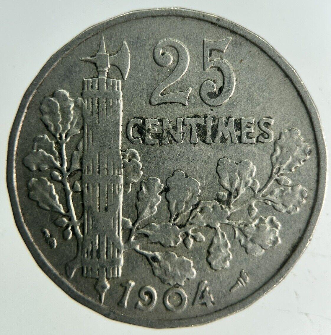 1904 France 25 Centimes Coin | Fine Collectable Grade