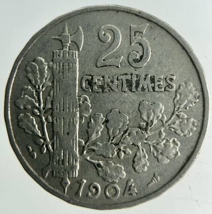 1904 France 25 Centimes Coin | Fine Collectable Grade