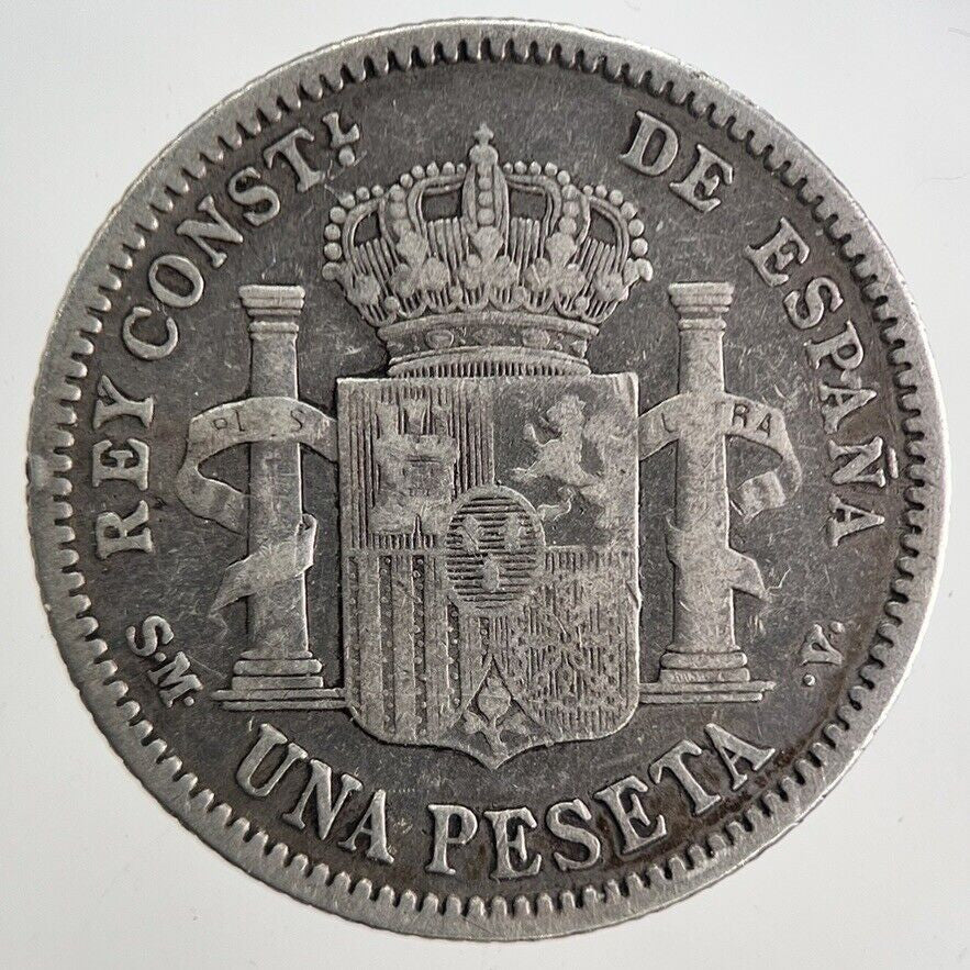 1904 Spain Una 1 Peseta Silver Coin | Collectable Grade | a9906