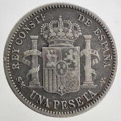 1904 Spain Una 1 Peseta Silver Coin | Collectable Grade | a9906