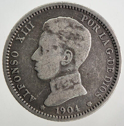1904 Spain Una 1 Peseta Silver Coin | Collectable Grade | a9906