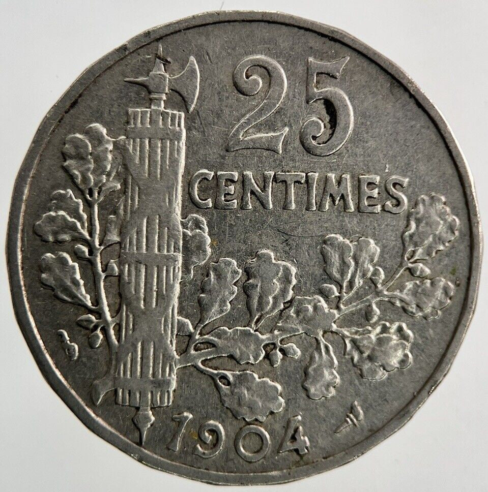 1904 France 25 Centimes Coin | Fine Collectable Grade