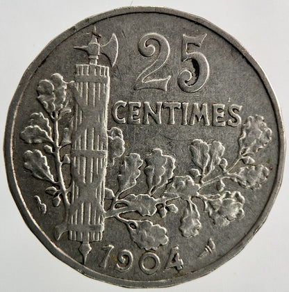 1904 France 25 Centimes Coin | Fine Collectable Grade