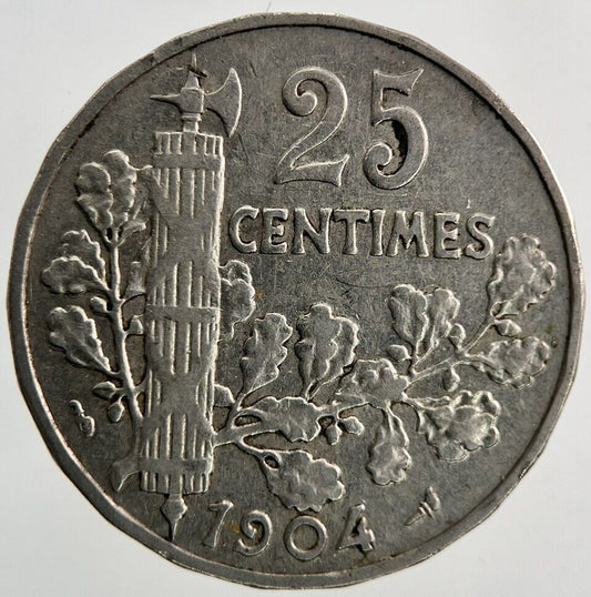 1904 France 25 Centimes Coin | Fine Collectable Grade