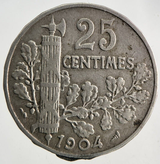 1904 France 25 Centimes Coin | Fine Collectable Grade