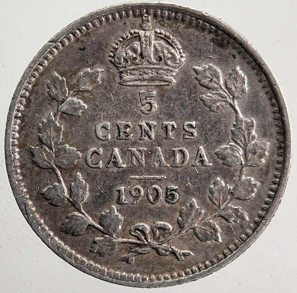 1905 Canada 5 Cents Silver Coin | Fine Collectable Grade | a5445