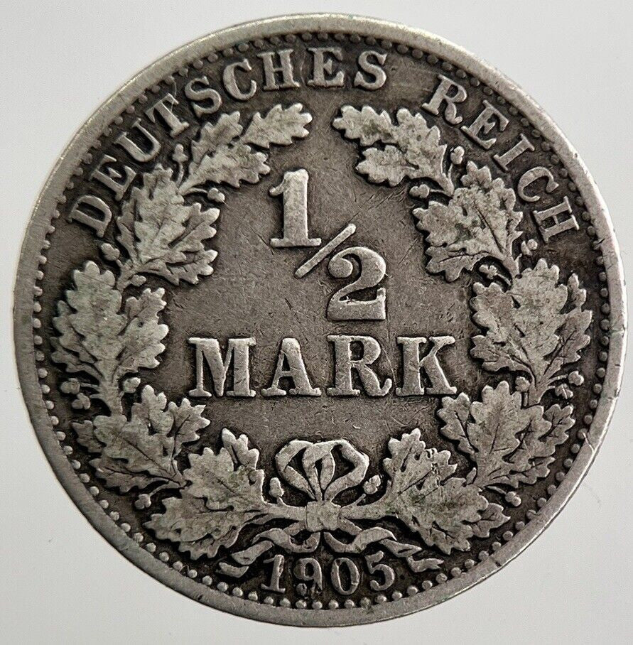 1905 Germany 1/2 Half Mark Silver Coin | Collectable Grade | a2934