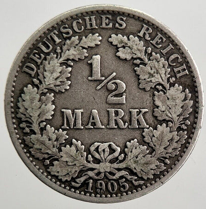 1905 Germany 1/2 Half Mark Silver Coin | Collectable Grade | a2934