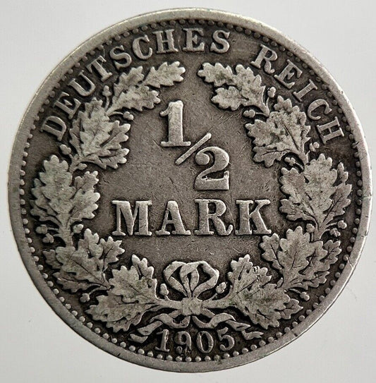 1905 Germany 1/2 Half Mark Silver Coin | Collectable Grade | a2934