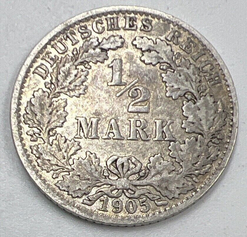 1905-A Germany 1/2 Half Mark Silver Coin | Collectable Grade | a1468