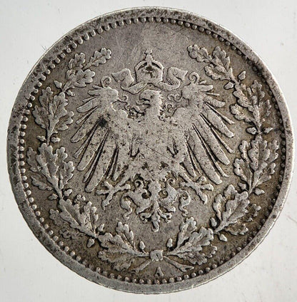 1905 Germany 1/2 Half Mark Silver Coin | Fine Collectable Grade
