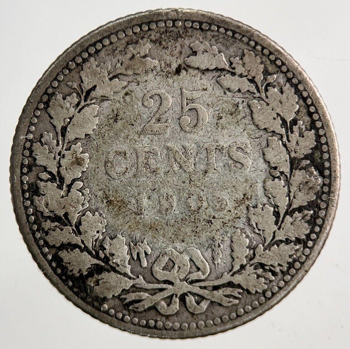 1905 Netherlands 25 Cents Silver Coin | Fair Grade