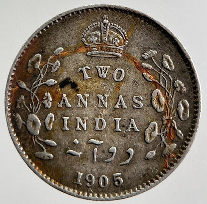 1905 India 2 Annas Silver Coin | Fine Collectable Grade