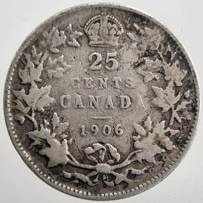 1906 Canada 25 Cents Silver Coin | Collectable Grade | a7647